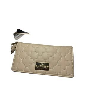 Nanette Lepore wallet beige quilted faux leather